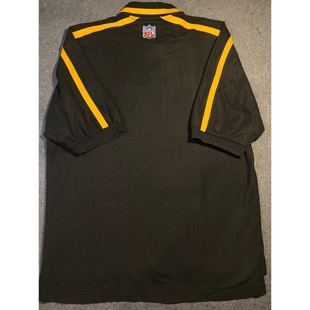VINTAGE nike 90'S PITTSBURGH STEELERS Black Yellow Short Sleeve M Polo EMBROIDER